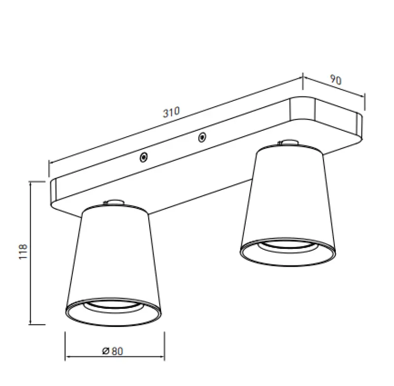 Decor Elli moderní černé stropní svítidlo se 2 světelnými zdroji 4557