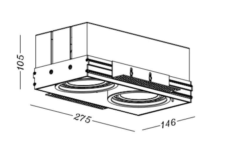 Decor Milo černé vestavné stropní svítidlo bez rámu se 2 světelnými zdroji 4755