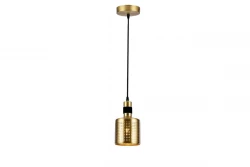 Decor Bellis černá zlatá válcová závěsná lampa s 1 světelným zdrojem 4666
