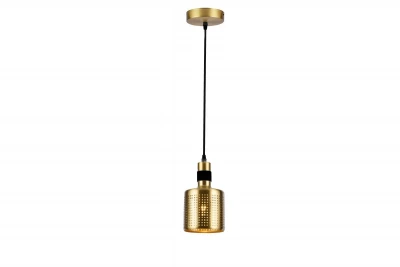 Decor Bellis černá zlatá válcová závěsná lampa s 1 světelným zdrojem 4666