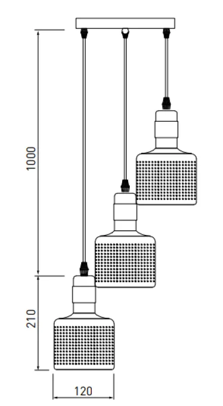 Dekor Bellis černá zlatá válcová závěsná lampa se 3 světelnými zdroji 4680