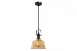 Decor Muscari II závěsná lampa v jantarové barvě s kovovým provedením a černým držákem lampy 3732