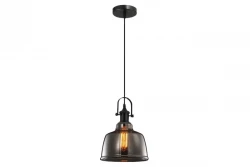 Decor Muscari II černá závěsná lampa s kouřově zbarveným sklem v kovovém provedení stínidla a černý objímka lampy 3862