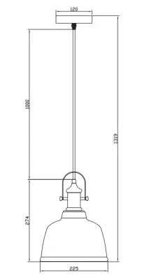 Decentní závěsná lampa Muscari II v černé barvě s kovově měděným stínidlem a černým držákem, model 3930