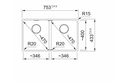 Franke Maris MRG 120-35-35 Fragranite Onyx Double Undermount Sink