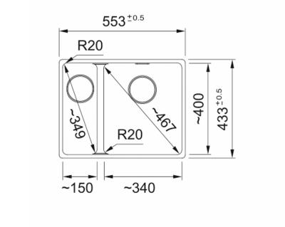 Franke Maris MRG 160-34-15 Fragranite Polar White Sink Right Hand Undermount