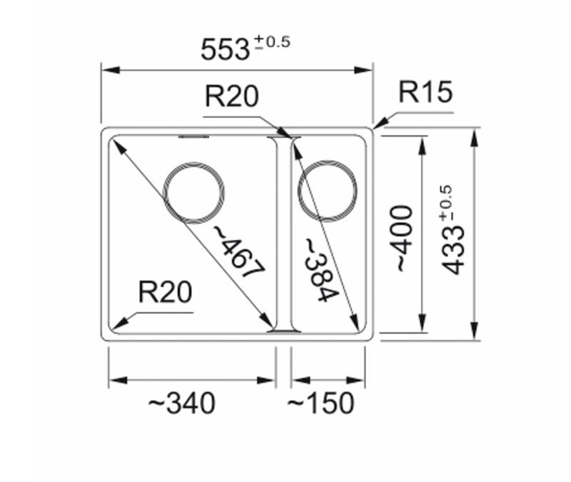 Franke Maris MRG 260-34-15 Fragranite Kámen šedý dřez Levý dřez plochá montáž
