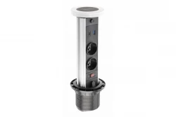 Indux Lift zapustitelný zemní bílý kuchyňský zásuvka v pracovní desce s osvětlením, 2 x USB a bezdrátovým nabíjením 1208957837