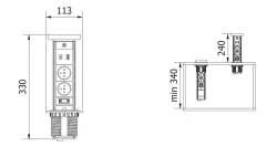 Indux Lift zapustitelný zemní bílý kuchyňský zásuvka v pracovní desce s osvětlením, 2 x USB a bezdrátovým nabíjením 1208957837