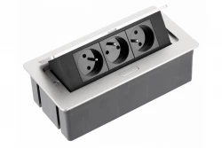 Indux Flip Medium kuchyňská zásuvka s uzemněním v pracovní desce nebo horní skříňce hliník se 3 zásuvkami 1208957846