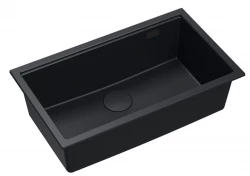Quadri Newport II velký a hluboký dřez granitový, montáž na pracovní desku a pod pracovní desku, černý dřez 76x45, 1208957855
