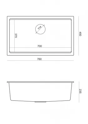 Quadri Newport II velký a hluboký dřez granitový, montáž na pracovní desku a pod pracovní desku, černý dřez 76x45, 1208957855