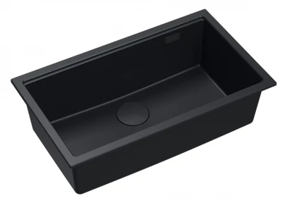 Quadri Newport II velký a hluboký dřez granitový, montáž na pracovní desku a pod pracovní desku, černý dřez 76x45, 1208957855