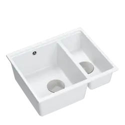 Quadri Newport II bílý 1,5 dřez žulový nadstavbový a podstavbový dřez 555x460mm s nerezovou zátkou 1208957860