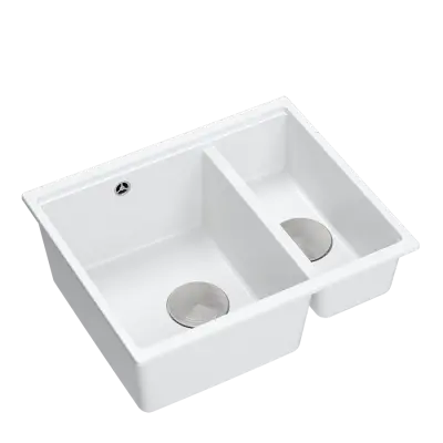 Quadri Newport II bílý 1,5 dřez žulový nadstavbový a podstavbový dřez 555x460mm s nerezovou zátkou 1208957860