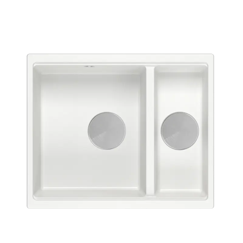 Quadri Newport II bílý 1,5 dřez žulový nadstavbový a podstavbový dřez 555x460mm s nerezovou zátkou 1208957860