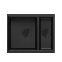 Quadri Newport II černý 1,5 dřez granit vestavný a podstavný dřez 555x460mm s nerezovou zátkou 1208957861