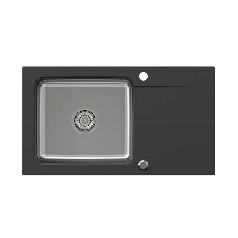 Quadri Fusion vestavný dřez z nerezové oceli s odkapávací plochou z onyxové žuly 78x44 oboustranný 1208957871