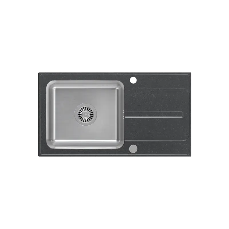 Quadri Fusion nerezový dřez s černě tečkovaným žulovým odkapávacím prostorem 78x43 oboustranný 1208957879