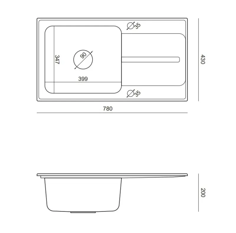Quadri Fusion vestavěný nerezový dřez s odkapávací plochou z béžové žuly 78x43 oboustranný 1208957881