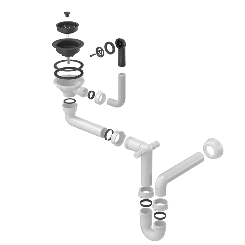 Quadri černá odtoková sada pro dřez s kulatým přepadem pro 1 dřez 1208957899