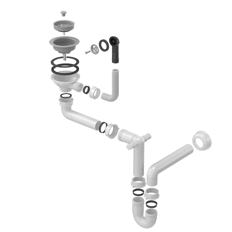 Quadri šedá odtoková sada dřez s přepadem a 1 dřez 1208957900