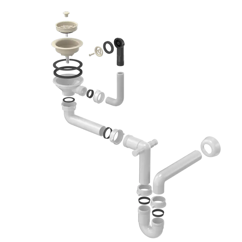 Quadri béžová písková odtoková sada pro dřez s přepadem 1208957901