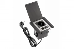 Indux Flip vestavná zásuvka s ochranným uzemněním matně černá s 2xUSB A, 1xRJ45 a HDMI připojením černá 1208957915