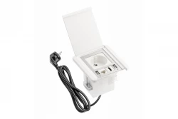 Indux Flip mat bílý vestavěná zásuvka s 2xUSB A, 1xRJ45 a HDMI připojením 1208957916