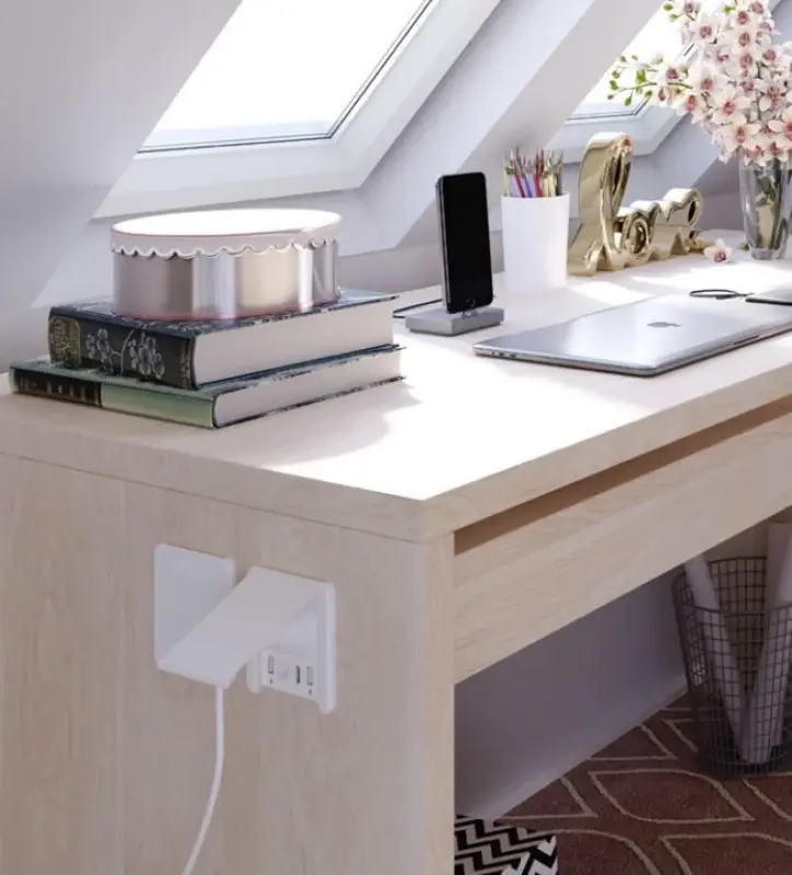 Indux Flip bílá vestavěná zásuvka s uzemněním se 2x USB A, 1x RJ45 a HDMI připojením 1208957919