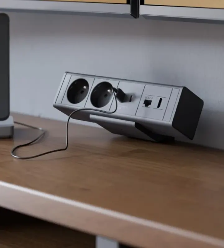 Indux Desk kancelářský nebo stolní matně černý elektrický konektor (2x) s 1xUSB A, 1xUSB C, 1xRJ45 a 1xHDMI 1208957920