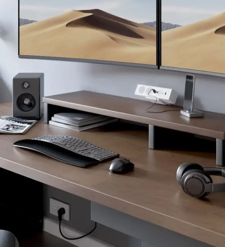 Indux Desk psací nebo stolní podložka bílá, uzemněná zásuvka (2x) s 1xUSB A, 1xUSB C, 1xRJ45 a 1xHDMI 1208957923