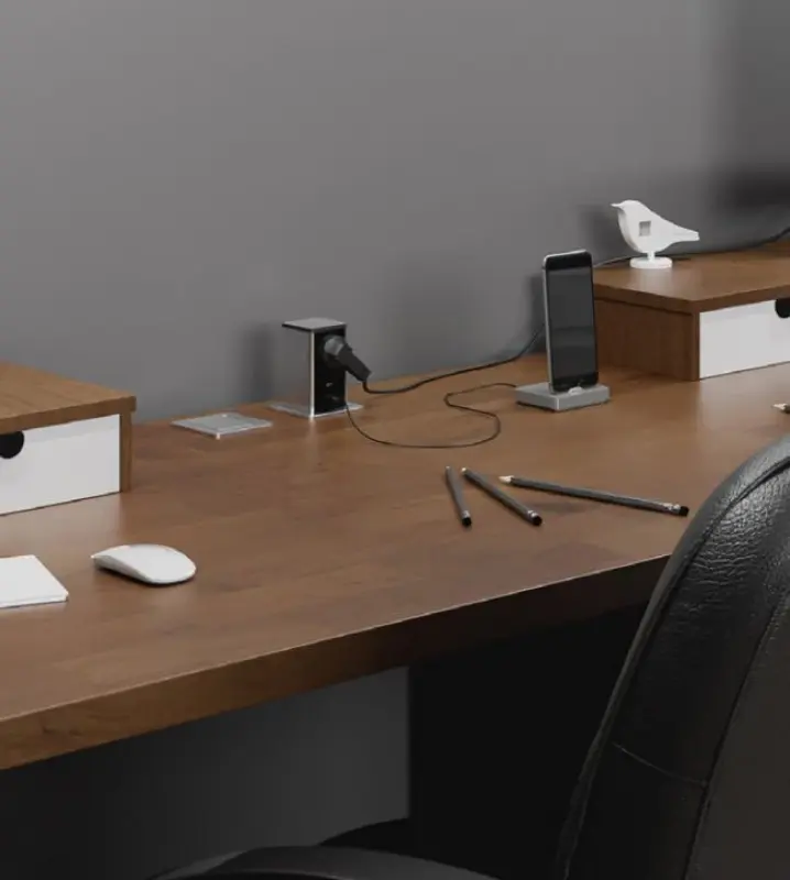 Indux Push vysouvací černá zásuvka s ochranným kontaktem s 1x USB A a 1x USB C s nerezovým víkem 1208957930