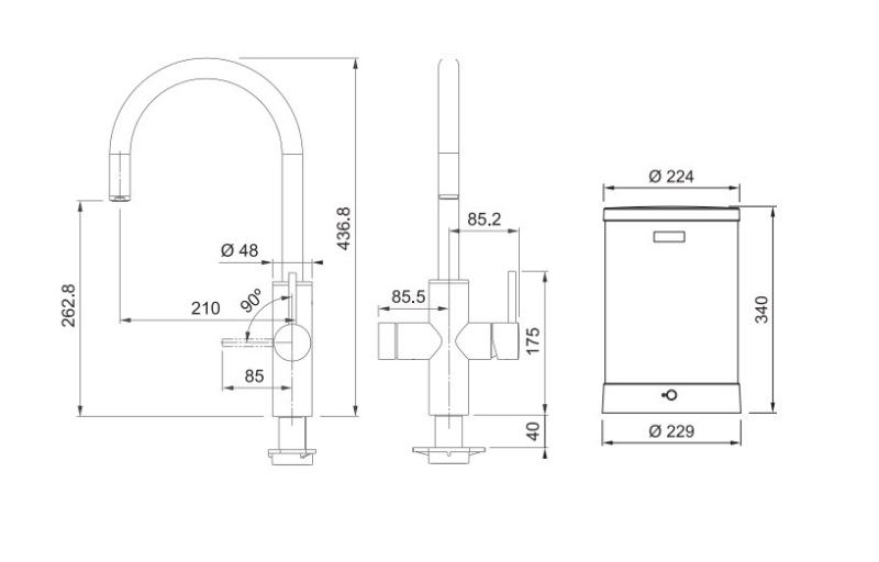 Franke Maris waterhub 4L boiler 3-1 s dotykovou elektronickou kohoutkem na vařící vodu nerez 160.0702.531