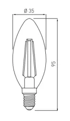 Decor Lumiere ovální LED žárovka E14 Filament teplá bílá 2700K Kouřové sklo 35mm
