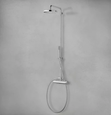 Waterevolution Flow Shower mixer with bar, flexible, handshower and fixed holder Chrome T14101