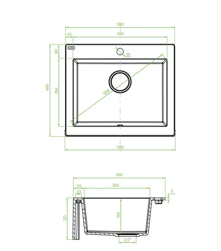 Aquadesign Farmhouse mezi nebo na kuchyňský granitový dřez šedý 58x49cm 1208958165