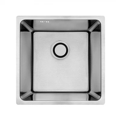 Aquadesign R25 nerezový dřez s odkapávačem, pro montáž na desku, pod desku nebo do desky, 40 x 40 cm, 1208958206