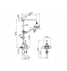 Huber Victorian Termostatická Sada pro Vanové/Sprchové Baterie Nerezová ocel 592.VT01H.AC