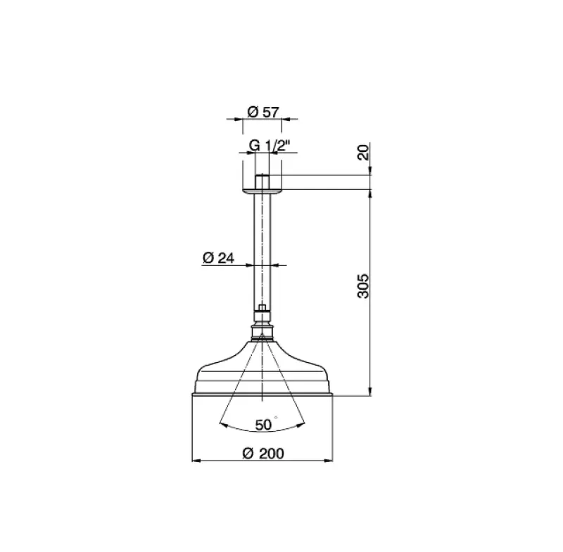 Huber Victorian dešťová sprcha sprchová hlavice zlato s ramínkem na strop SS01341024