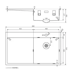 Lorreine SP série nerezový dřez 86x51 cm s otvorem pro baterii 40SPDB-L