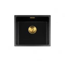 Lorreine BQ série dřez 44x41cm podstavba černá se zlatou zátkou 40BQ37-FU-GOLD