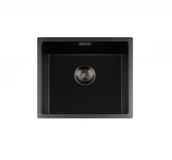 Lorreine BQ série dřez 44x41cm spodní montáž černý s gun metal zátkou 40BQ37-FU-GUNMETAL