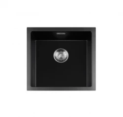 Lorreine BQ série dřez 45x45cm černý s nerezovou zátkou 40BQ-T-INOX
