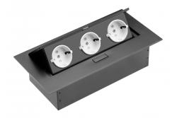 Kabel pro prodloužení stolního počítače, 3x schuko zásuvka, bez kabelu, černý 1208958666