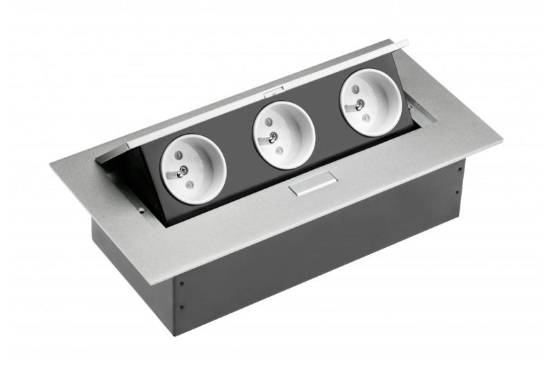 Prodlužovací kabel pro stolní počítač 3x zásuvka se zemnicí, bez kabelu, hliník 1208958668