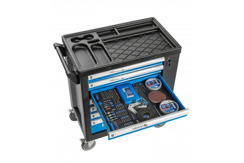 Hoegert 7-zásuvková nářadí skříňka s bočními dveřmi s příslušenstvím 544 kusů. 1208962010