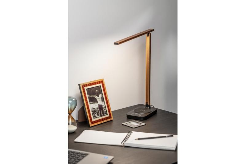 Deco Bureau lamp Bressi 8W 450lm AC220-240V 3-CCT Bezdrátové Nabíjení USB PF>0,5 RA>80 Černá / Zlatá 1208962479