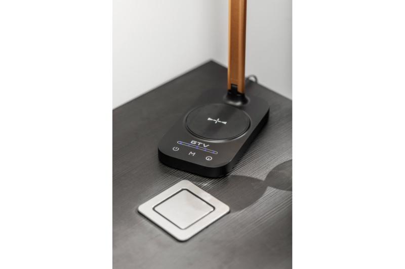 Deco Bureau lamp Bressi 8W 450lm AC220-240V 3-CCT Bezdrátové Nabíjení USB PF>0,5 RA>80 Černá / Zlatá 1208962479