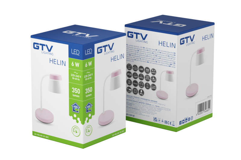 Dekor Stolní lampa Helin 6W 350lm AC220-240V 3-CCT PF> 0,5 RA>80 Růžová 1208962492